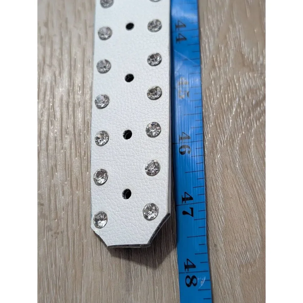 White Rhinestone Studded Criss Cross Laced Belt Women's Plus Size 2XL-4XL Bling